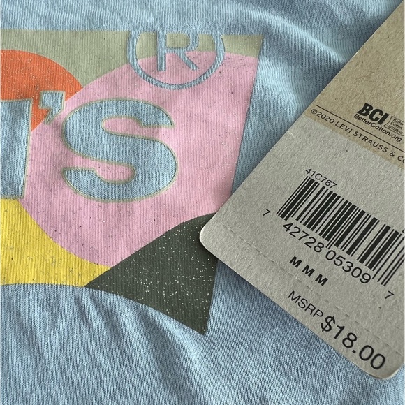 Levi's' Kids High Rise Cropped Batwing Logo T-Shirt 100% Cotton Kentucky Blue M - Picture 5 of 5